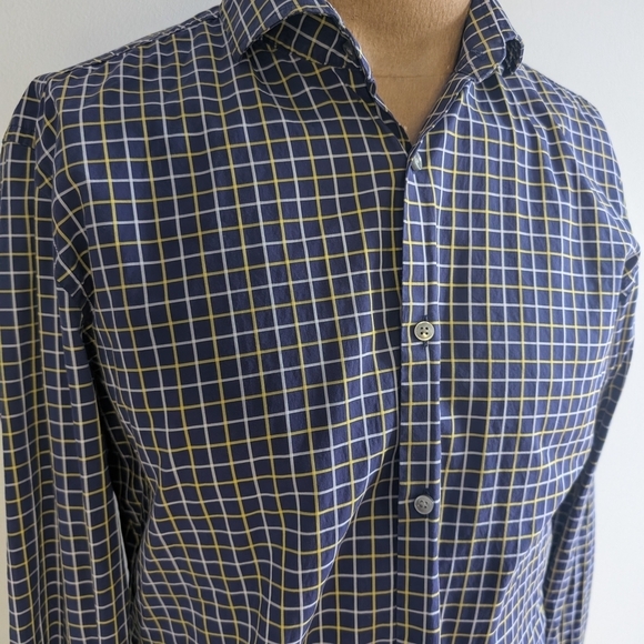 🇩🇪BOSS Blue and Yellow Casual Button Down Shirt - Picture 3 of 10